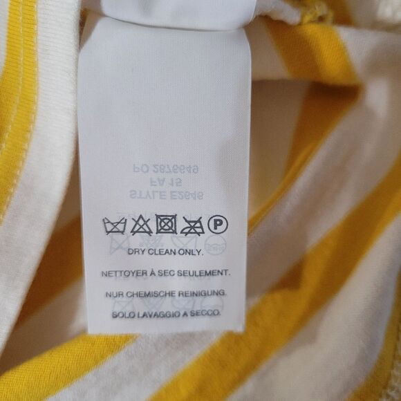 J.Crew Women's Crewneck Yellow Stripe Suede Shoulder Long Sleeve Pullover Top - Picture 13 of 16